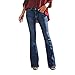 Produktbild kunfang Damen Jeanshose Bootcut Hose Mittlere Taille Push Up Sexy Jeans Ripped Loch Denim Lange Hosen Frauen Elastizität Schlaghosen Hose mit Weitem Bein