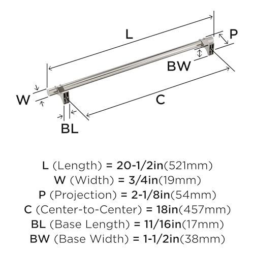 Image of Amerock Davenport 18 inch (457mm) Center-to-Center Satin Nickel Appliance Pull, BP36699G10