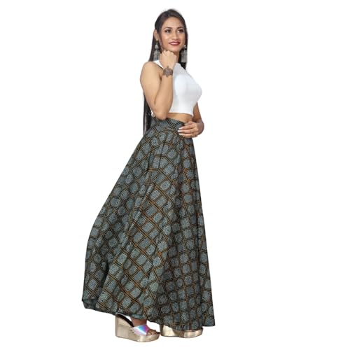 Image of JYESHTA Women's American Crepe Flared A Line Stitched Long Skirt with 12 Mtr Flare 40 in Height | Skirts for Women Long Length | Long Skirts for Girls