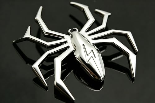 Image of 3D Spider Chrome Emblem Badge Sticker Decoration for Car, Truck, Motorcycle, RV, Scooter, SUV, Door, Window (Silver Flash Spider)
