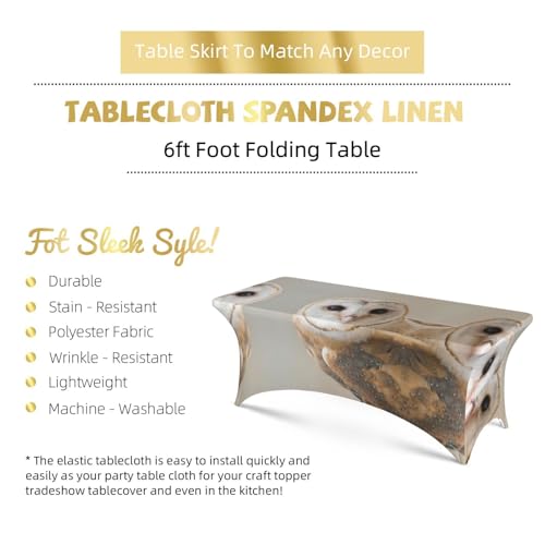 Housse de table rectangulaire extensible en élasthanne motif hibou EdWal 1,8m