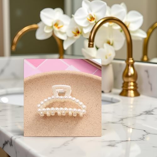 Pinza grande blanca para cabello grueso miniatura 2
