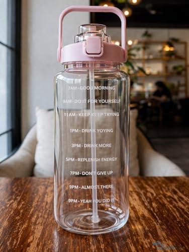 Image of Motivational Water Bottle 2 Litre with Time Marker | Leak Proof BPA Free Gym Bottle | Sports Drinking Bottle with Straw & Handle for Office, Gym, School
