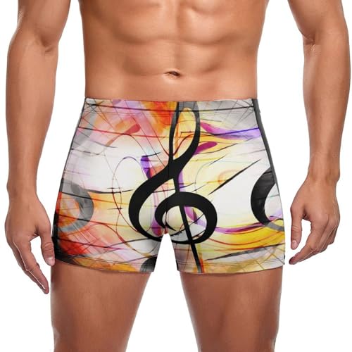 Swim Briefs Jaune et Noir pour Homme - Boxer de Bain Motif Musique