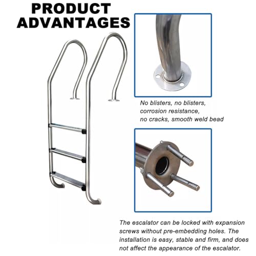 Escalera para piscina de acero inoxidable 304, con barandal miniatura 5