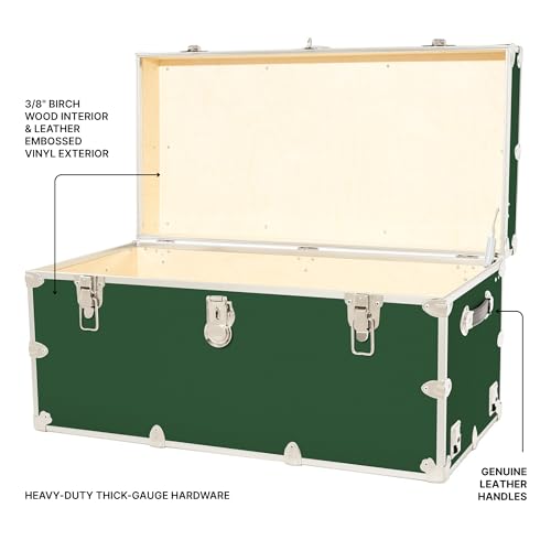Image of Rhino Trunk & Case Classic XXL Home Storage & College Trunk With Wheels - 36 inchx18 inchx18 inch, Seats 1500+ lbs, Soft-Close Lid. USA Made Secure Dorm Furniture, Organization, Steamer Style Blanket Chest