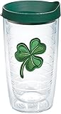 Tervis Shamrock Made in USA Double Walled Insulated Tumbler Travel Cup Keeps Drinks Cold & Hot, 16oz, Classic