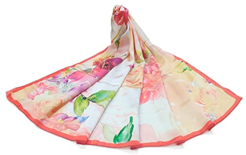 Image of Satin Silk Women's Large Square Floral Fashion Scarf | Soft satin silk neck scarf, head scarf, hair scarf, bandana, wrap, hijab, lightweight fashion accessory
