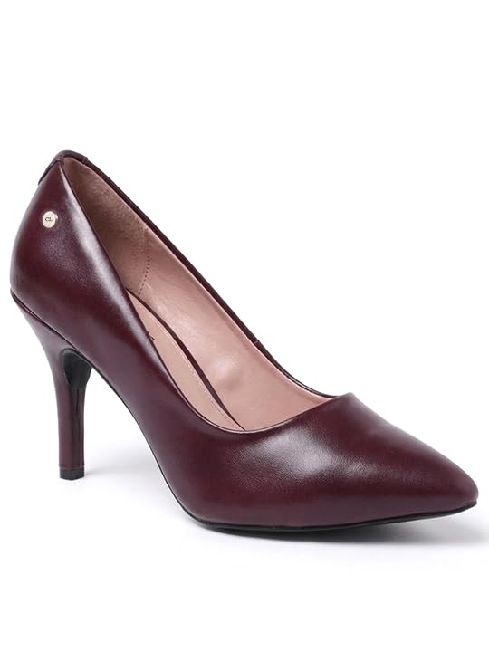 carlton london Women's Pointed Toe Stiletto Heel Slip-On Pumps with Gold-Tone Logo Stud| Office Shoes-picture-28