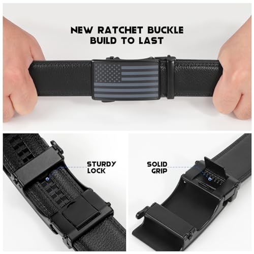 SANSTHS Men's Belts Leather Ratchet Dress Belts for Men with Adjustable Slide Buckle in Gift Box4
