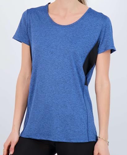 Image of Real Essentials 5 Pack: Women's Dry Fit Tech Stretch Short-Sleeve Crew Neck Athletic T-Shirt Available in Plus Size Set Medium