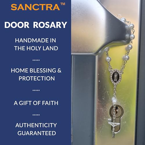 Door Knob Rosary, Handmade and Blessed in the Holy Land, Prayer Beads with Medal and Crucifix, Gift Pouch and Certificate of Authenticity, Cross Door Hanger4