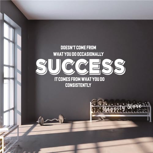 Success Comes from What You Do Consistently’ Motivational Wall Sticker – Inspirational Quote for Home, Office, Gym – Vinyl Wall Art Décor - AFN141 (White)