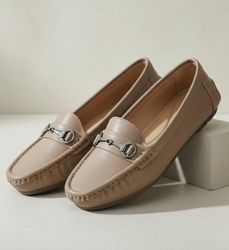 Image of CatBird Women's Metal Detail Slip-On Loafers | Cushioned Comfort Flats | Lightweight Office & Casual Shoes | Anti-Slip Sole Footwear
