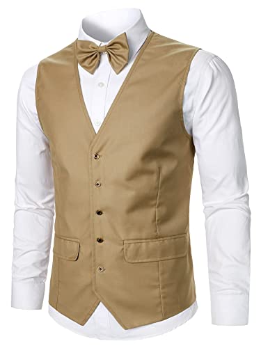 trajes para hombre elegantes Button Front Vest Blazer & Pants & Tie3