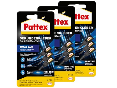 Pattex Super Glue Gel, Clear, High Viscosity, Water-Resistant, Lightning-Fast Adhesion, Unique Gel...
