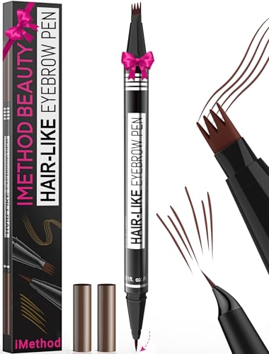iMethod Microblading Eyebrow Pen - Eyebrow Pencil Magical 2-in-1 Dual-Ended Eye Brow Pencils for Women with 4-Fork-Tip & Precise Brush-Tip Create Natural Hair-Like Brows, Last All-Day, Reddish Brown
