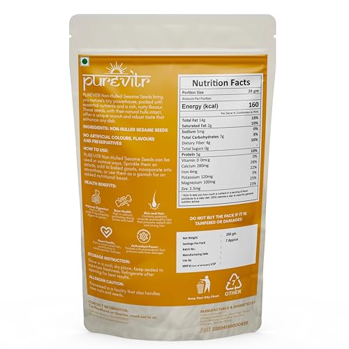 Image of Purevitr Sunflower Seeds & Non-Hulled Sesame Seeds Combo | 400g (200g Each) | Nutrient-Rich Superfood | High in Protein, Fiber & Healthy Fats | Raw & Natural