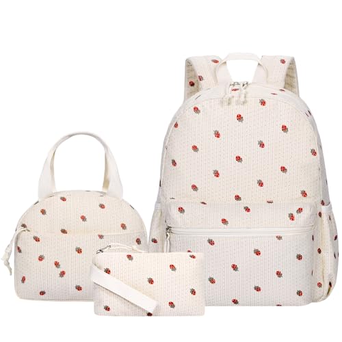 Image of HowFly Corduroy Kids Backpack 3-in-1 Set 15 inch with Lunch Box School Bag | Corduroy 3-in-1 set for elementary middle school, 15-inch backpack, insulated lunch bag, pencil case, back to school gift