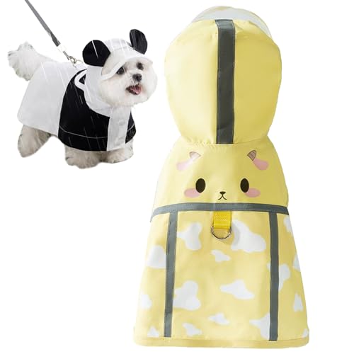 YAYAMIYA犬 レインコート 犬 かっぱ 着せやすい パンダデザイン 小型犬用 レイン ウェア ポンチョ 梅雨対策 犬 カッパ 透明帽子付き スナップボタン Dカン付き リード穴付き サイズ調節可能 防水対策 速乾 れいんこーと 通気 軽量 反射材付き