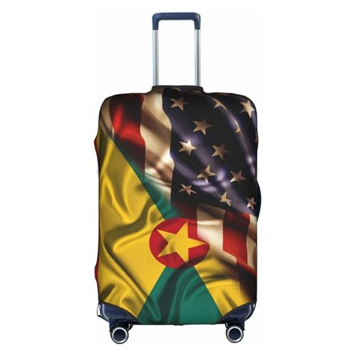 Travel Luggage Cover Combined Grenada And Usa Flag Fashion Washable Baggage Suitcase Protector Fit For Luggage X-Large