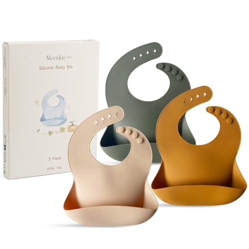 Moonkie 3-Pack Silicone Baby Bibs
