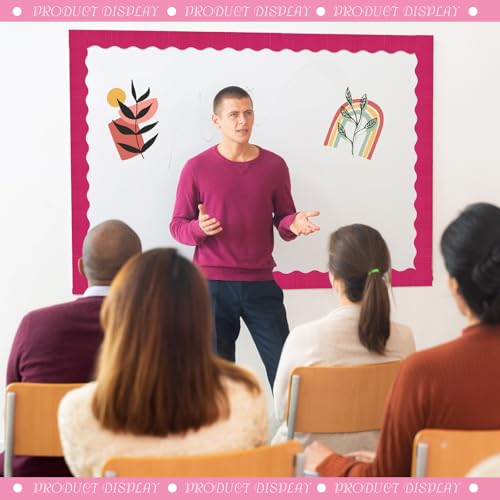 Containlol 118ft Corrugated Bulletin Board Borders, Rose Red Ribbed Scalloped Borders Trim, Poster Board Decoration for Summer Back to School Classroom Office Chalkboard Whiteboard Wall - Image 4