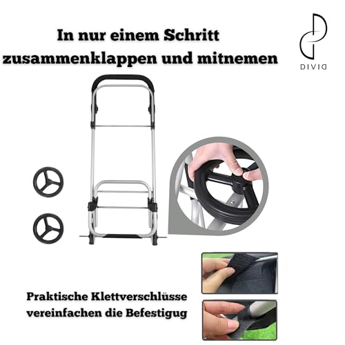 DIVID® Einkaufstrolley mit integrierter Sackkarre, 56LFassungsvermögen bis zu 50Kg belastbar,Klappbar,Umhängetasche und Kühlfach, Faltbarer Einkaufswagen (Rot) – Bild 5