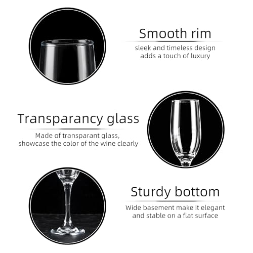 UMEIED Set of 16 Champagne Glasses, Champagne Flutes with Classic Shape, Long stem Sparkling Wine glasses for Wedding, Restaurant, Bar, Wine Toasting, Clear - Thumbnail 3