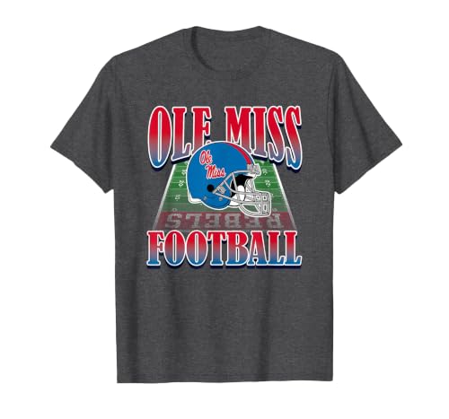Mississippi Ole Miss Rebels Vintage Football Helmet 90's T-Shirt, Men, Dark Heather Grey, X-Large