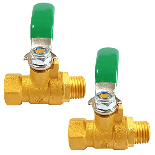 Joywayus Messing-Kugelhahn, 1/4 Zoll NPT Innengewinde x Außengewinde, rostfrei, geschmiedete Armaturen (2 Stück) Cover