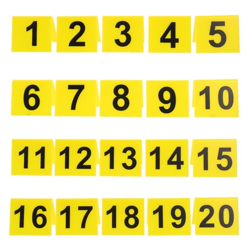 Numéros de Table en Acrylique Jaune pour Restaurant et Café Lot de 20 Marqueurs en V VICASKY