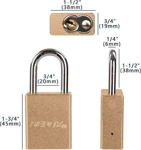 Image of SEPOX 4-Pack HeavyDuty Gold Padlocks - 1-1 /2 inch Alum, Long Shackle, 8 Keys | 4-Pack Gold Aluminum Padlocks, Anti-Rust, Long Shackle. 8 Keys. For Gate, Fence, Storage, Locker & Lockout.