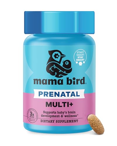 Mama Bird - Prenatal Multi+ (30 Servings) Prenatal Vitamins for Women - 30+ Essential Nutrients, Baby Brain Health - L-Methylfolate & Probiotics, Methylated Multivitamin - Vegan, Gluten Free, Non GMO