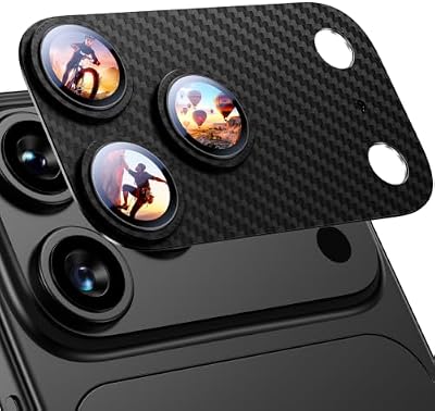 Uyiton for iPhone 18 Pro Max Camera Lens Protector, Fiber Texture Black