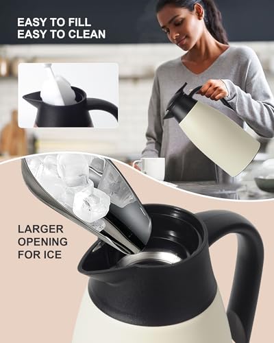 Image of 70 Oz Stainless Steel Coffee Carafe, Keeps Hot Beverages for 12 Hours, Double Walled Vacuum Insulated Carafe (White)