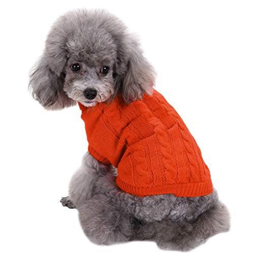 Chborchicen Small Dog Sweaters Knitted Pet Cat Sweater Warm Dog Sweatshirt Dog Winter Clothes Kitten Puppy Sweater (Large, Orange) #TOP14
