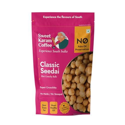 See full amazon price history chart for Sweet Karam Coffee Classic Seedai (Rice Ball) | No Palm Oil | No Preservatives | Authentic South Indian Snack | Namkeen | Tea Time Snack | Uppu seedai (Salted) | 200 Grams Sweet Karam Coffee Classic Seedai (Rice Ball) | No Palm Oil | No Preservatives | Authentic South Indian Snack | Namkeen | Tea Time Snack | Uppu seedai (Salted) | 200 Grams (B0D95XWK8B) Amazon Price History, Amazon Price Tracker