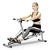 AYNEFY Rowing Machine, Steel Cardio Rower Workout Body Training Fitness Accessory with Multi-Functional Display Panel and 12-Gear Resistance Adjustment for Aerobic Exercise at Home