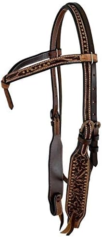 Showman Argentina Cow Leather Futurity Knot Headstall w/Floral Tooling & Copper Dots