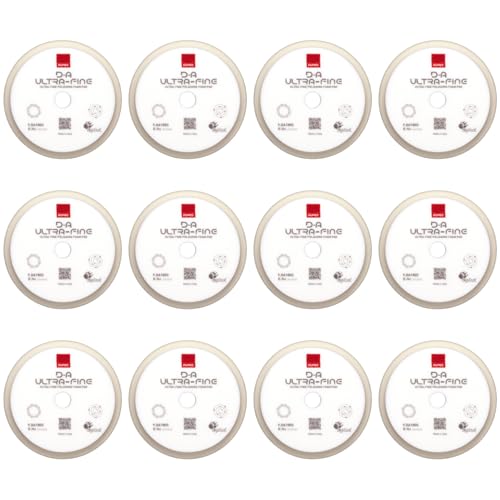Image of RUPES 9.DA180S Pack of 12 White D-A Ultra-Fine Polishing Foam Pads 180mm | Ideal for Paint Correction | Extremely Fine Defect Removal | Compatible with 6 inch Backing Plate