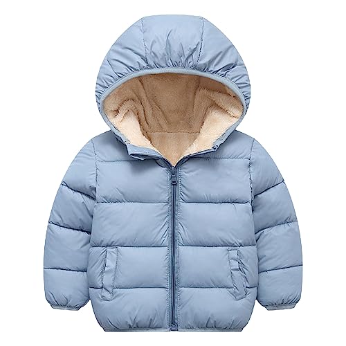 Autumn Winter Toddler Girl Boy Long Sleeved Hooded And Down Padded Jackets 2 To 7 Cargo (>3-Light Blue, 4-5 Years)
