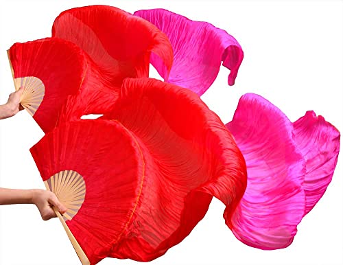 Abanico de danza del vientre personalizable de seda larga 2XL hecho a mano