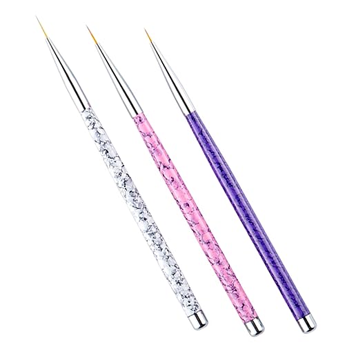 VICASKY 3pcs Nail Art Brush Set Gel Manicure Painting Nail Design Brushes Nail Brushes Nail Art Brushes Nail Tools for Nail Art Nail Liner Brush Colorful Brush Head: Nylon Hair Material