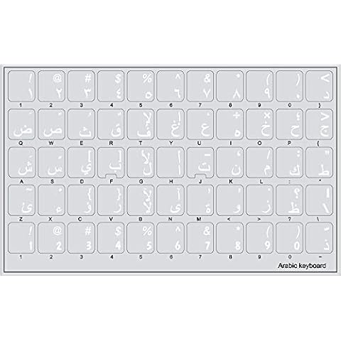 4Keyboard Arabic Keyboard Stickers with White Lettering ON Transparent Background Cover
