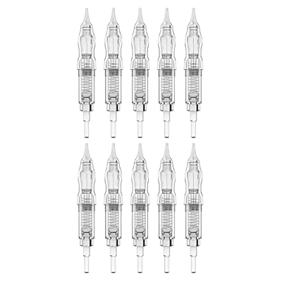 Permanent Makeup Cartridge Needles BIOMASER 10PCS Permanent Makeup Cartridge Needles Screw Thread Tattoo Needle for Permanent Makeup Machine Tattoo Pen for Eyebrow Eyeliner Lip Contour (1R-0.25mm)