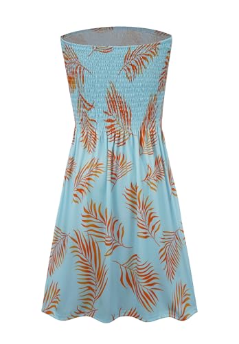 Image of Zyyfly Strapless Dress for Women Summer Beach Boho Smocked Tube Top Dress