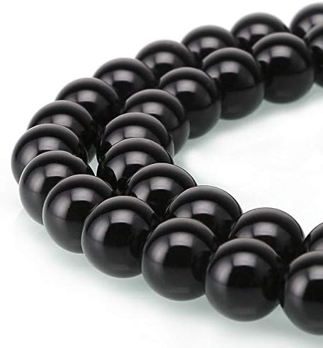 Miniatura 5 de JM Design Cuentas de piedras preciosas sueltas redondas pulidas de ónix negro, tamaño de 0.157 in, 15.5 pulgadas, hebra para fabricación de joyas