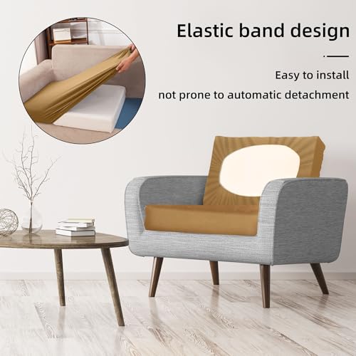 Image of BIETYONE 8Pcs Stretch Patio Cushion Covers,Outdoor Couch Covers Replacement,Outdoor Couch & Sofa Slipcovers,for Patio Furniture Cushion Covers,Washable Reusable urniture Protector (Camel, Cover Only)