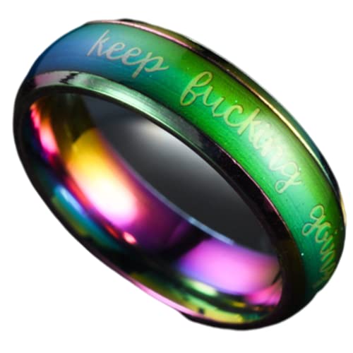 Jude Jewelers 6mm Stainless Steel Color Changing Temperature Sensative Mood Indication Keep Fucking Going Inpiration Wedding Band Ring